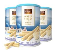 3x Vanilla wafer rolls tins (3x400g) - Vanilla cream | Feiny Biscuits selection of wafers for birthdays christmas snacks cake decorations, stocking fillers, Biscuits Hamper