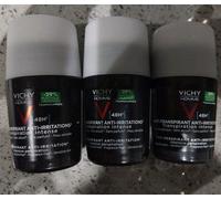3x Vichy Homme 48hr Anti Perspirant Sensitive Skin Deodorant Roll-on 50ml