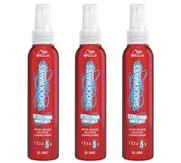 3x Wella Shockwaves Styling Ultra Strong Rock & Hold 5 Gel Hair Spray 150ml