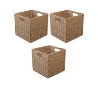 3X Woven Seagrass Farmhouse Kitchen Storage Organizer Basket Bin with Handles for Cabinets,Pantry,Bathroom,Laundry Room
