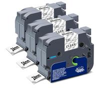 3X XemaX Label Tape Compatible for Brother Label Printer - Clear 24mm TZe-151 TZ-151 Black on Transparent Tape Cassette for Brother P-Touch Labeler PT-P750W D600 E500 E550W H500 P710BT P900 P950W