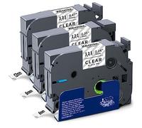 3X XemaX Label Tape Replacement for 6mm 9mm 12mm TZc-111 TZc-121 TZc-131 Black on Transparent