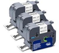 3X XemaX Label Tape Replacement for Brother Tze-261 TZ-261 TZe261 36mm Tze Black on White Laminated Cassette Tape Compatible for Brother PT-3600 PT-550 PT-P900W PT-9500PC PT-D800W PT-P950NW