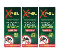 3x Xpel Mosquito Insect Fly Bite Repellent Tropical Formula Roll On 75ml