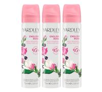 3x Yardley London ENGLISH ROSE Body Spray 75ml
