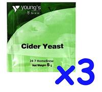 3x Youngs Cider Yeast 5g Youngs - treats 23L / 5 Gallon