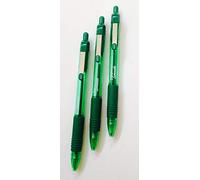 3x ZEBRA Z GRIP SMOOTH RETRACTABLE BALLPOINT PENS - GREEN INK. 1.0mm TIP