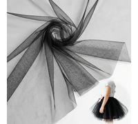 3x1.6m Black Tulle Fabric, Soft Mesh Fabric Netting Fabrics Sheer Mesh No-Scratch Fabric for Wedding Decor, DIY Sewing Crafts, Birthday Party & Home Decoration