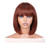 3x1 Lace Glueless Human Hair Wig,Ready To Go Straight Bob wigs With Bangs for Women Adds Volume(33A,14inch)
