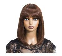 3x1 Lace Glueless Human Hair Wig,Ready To Go Straight Bob wigs With Bangs for Women Adds Volume(M4-33,10inch)