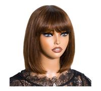 3x1 Lace Glueless Human Hair Wig,Ready To Go Straight Bob wigs With Bangs for Women Adds Volume(P4-30,8inch)