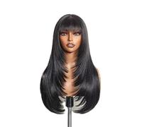 3X1 Middle Part Lace Wig Bone Straight Human Hair Wigs with Bangs for Women,250 Density Beautiful(28inches)