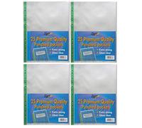 3X100 x Extra Strong A4 Plastic Wallets Premium 90 Micron + Glass Clear Poly Pockets Files
