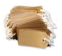 3X100 x Manilla Buff Strung Tags Tickets 70mm 35mm Luggage Labels