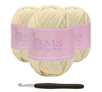 3x100g/30yds Tshirt Yarn for Crochet Basket/Bag, High Elastic T Shirt Crochet Yarn with Hook (Milk White)