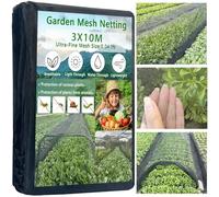 3x10M Thickened Black Nano PPT Garden Netting,Ultra-Fine Insect Mesh Netting for Vegetable Fruits Flowers Cover Protection from Birds Pest Bug Eating,30% Shade Rate,Reusable & Durable