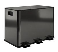 3X15L Pedal Kitchen Bin Recycling Waste Black