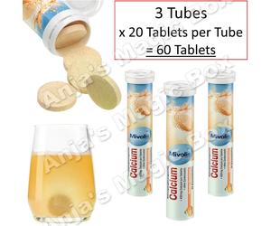 3x20 Mivolis Calcium | 60 Effervescent Tabs | Bone & Teeth Support | Vegan