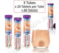 3x20 Mivolis Multivitamin | 60 Effervescent Tabs | Vegan B12 C E | Tropical