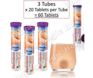 3x20 Mivolis Multivitamin | 60 Effervescent Tabs | Vegan B12 C E | Tropical