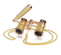 3X25 Opera Glasses for Women with Adjustable Handle & Chain,BK9 Optical Lens, Vintage Compact Mini Theater Binoculars Adults Kids in Opera Musical Concert-Gold
