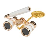 3X25 Opera Glasses Theater Binoculars, Compact Vintage Mini Binoculars with Adjustable Handle & Chain for Adults Women Kids Concerts Opera Houses Cinema (White)