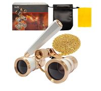 3X25 Opera Glasses Theater Binoculars with Adjustable Handle & Chain, Small Elegant Glasses for Adults Women Vintage Portable Costume Binoculars for Musical Concerts Cinema (White)