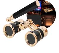 3x25 Opera Glasses with Handle & Chain | A Collector's Item for Theater & Horse Racing | Compact & Lightweight for Concerts, Opera, Cosplay and Theme Parties(Black2)