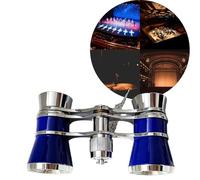3x25 Opera Glasses with Handle & Chain | A Collector's Item for Theater & Horse Racing | Compact & Lightweight for Concerts, Opera, Cosplay and Theme Parties(Azure1)