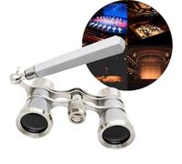 3x25 Opera Glasses with Handle & Chain, Vintage Theater Binoculars - Compact & Lightweight, The Ultimate Mini Binoculars for Opera, Concerts, Broadway & Cinema(Silver-gray1)