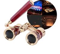 3x25 Opera Glasses with Handle & Chain, Vintage Theater Binoculars - Compact & Lightweight, The Ultimate Mini Binoculars for Opera, Concerts, Broadway & Cinema(Red2)