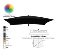 (3x2m 8arm 180g, Black) Replacement Fabric Garden Parasol Canopy Cover