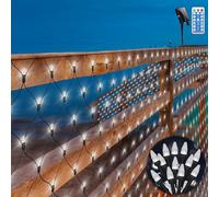 3X2M Net Lights Outdoor Solar Garden Lights for Bushes,200LED Diamond Net Mesh Fairy Light Solar Tree Light with Remote Timer 8Mode Waterproof Green Wire for Balcony,Gazebo,Fence,Curtain(White)