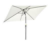 Outsunny 3x2m Patio Parasol Garden Umbrellas Canopy with Aluminum Tilt Crank Rectangular Sun Shade Steel, Cream White Cream