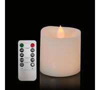 3x3 Flickering Flameless Candles Set of 1,3 inch Real Wax LED 600 Hours Battery Candles with Timer Remote,Control for Wedding Party Indoor,Ivory