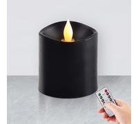 3x3 Flickering Flameless Candles Set of 1, Real Wax Electric LED Candles with Timer, 2AA Battery Operated Candles,3 inch Flameless Candles with Remote for home, holiday decoration, party,Black