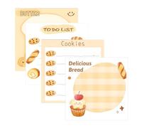 3x3 Inch Bread Baking Theme Cute Sticky Notes to Do List Notepads Back to School Supplies Totally 200 Pages for Office Home and School