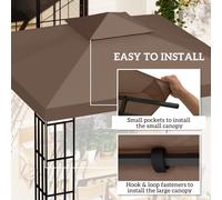 3x3 m Double-Tier Canopy Top Replacement-Coffee