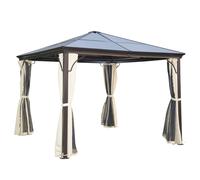 3x3 m Gazebo W/Mosquito Net-Brown/Black/Beige