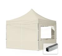 3x3 m Pop Up Gazebo Aluminium 32 mm incl. Sidewalls with Panorama Windows cream