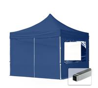3x3 PES Pop Up Gazebo Aluminium 32 mm incl. Sidewalls Panorama Windows dark blue