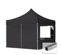 3x3 PES Pop Up Gazebo Aluminium 32 mm, Sidewalls with Panorama Windows black