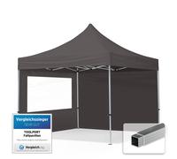 3x3 PES Pop Up Gazebo Aluminium 32 mm, Sidewalls with Panorama Windows dark grey