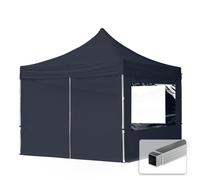 3x3 PES Pop Up Gazebo Aluminium 32 mm, Sidewalls with Panorama Windows dark grey