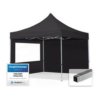 3x3 PES PopUp Gazebo Aluminium 32 mm incl. Sidewalls with Panorama Windows black