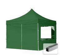 3x3 PES PopUp Gazebo Aluminium 32 mm, Sidewalls with Panorama Windows dark green