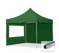 3x3 Pop Up Gazebo Aluminium 32 mm Sidewalls with Panorama Windows dark green