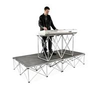 3x3ft 2pcs Stage Riser with Folding Legs, 20 40 60 80cm H Anti-Slip Surface Portable Stage Platform Modular System for Singer/Music Performance(H 7.9in/20cm)