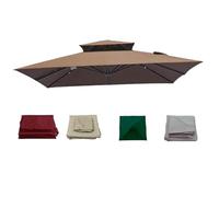 3x3m 8 Ribs Square 2-Tier Top Patio Umbrella Replacement Canopy, Square Cantilever Umbrella Market Table Parasol Replacement Top For Cantilever Umbrella, Waterproof-Khaki||3×3M(9.8ft×9.8ft)