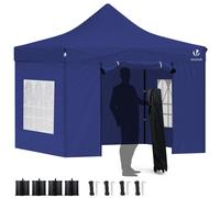 VOUNOT 3x3m Heavy Duty Gazebo with 4 Sides, Pop up Gazebo Fully Waterproof Party Tent with Roller Bag and Leg Weights, Blue